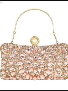 Rhinestone Clutch Evening Bag Sparkly Crystal Handbag with Chain